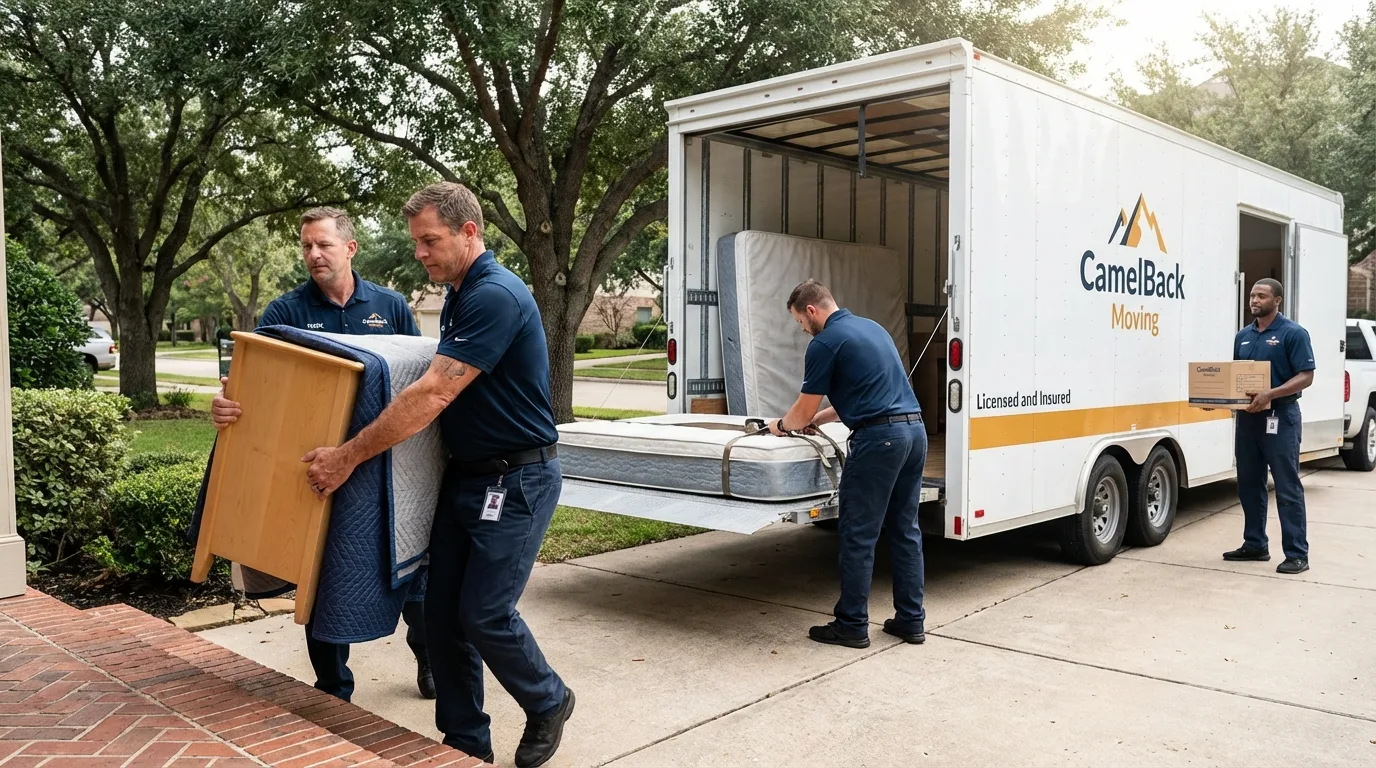 Crew loading residential truck for cross-state move from Estill Springs, TN